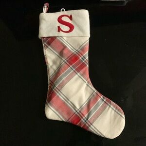 Holiday Home “S” stocking plaid 1 count